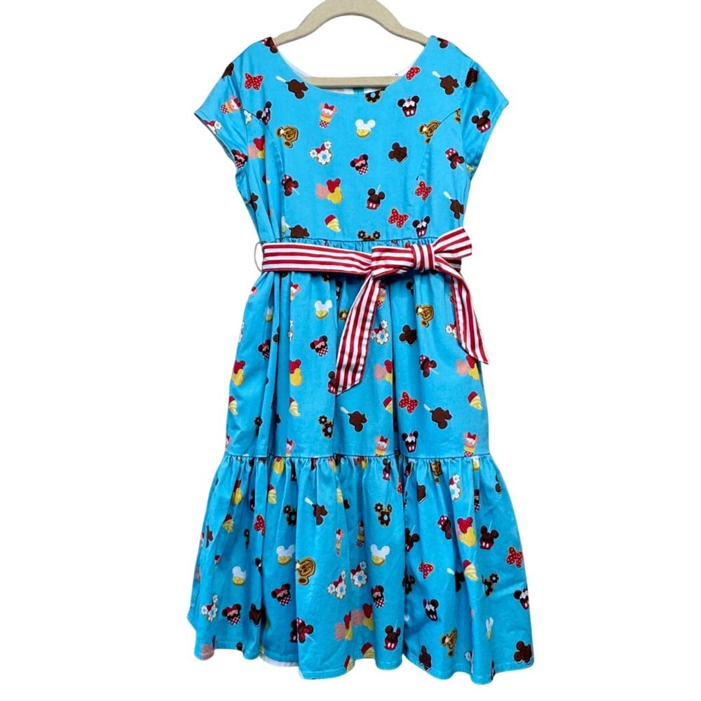 DISNEY PARKS Mickey Minnie Snacks Dress Girls L 12 Disney Dress Shop Food Icons